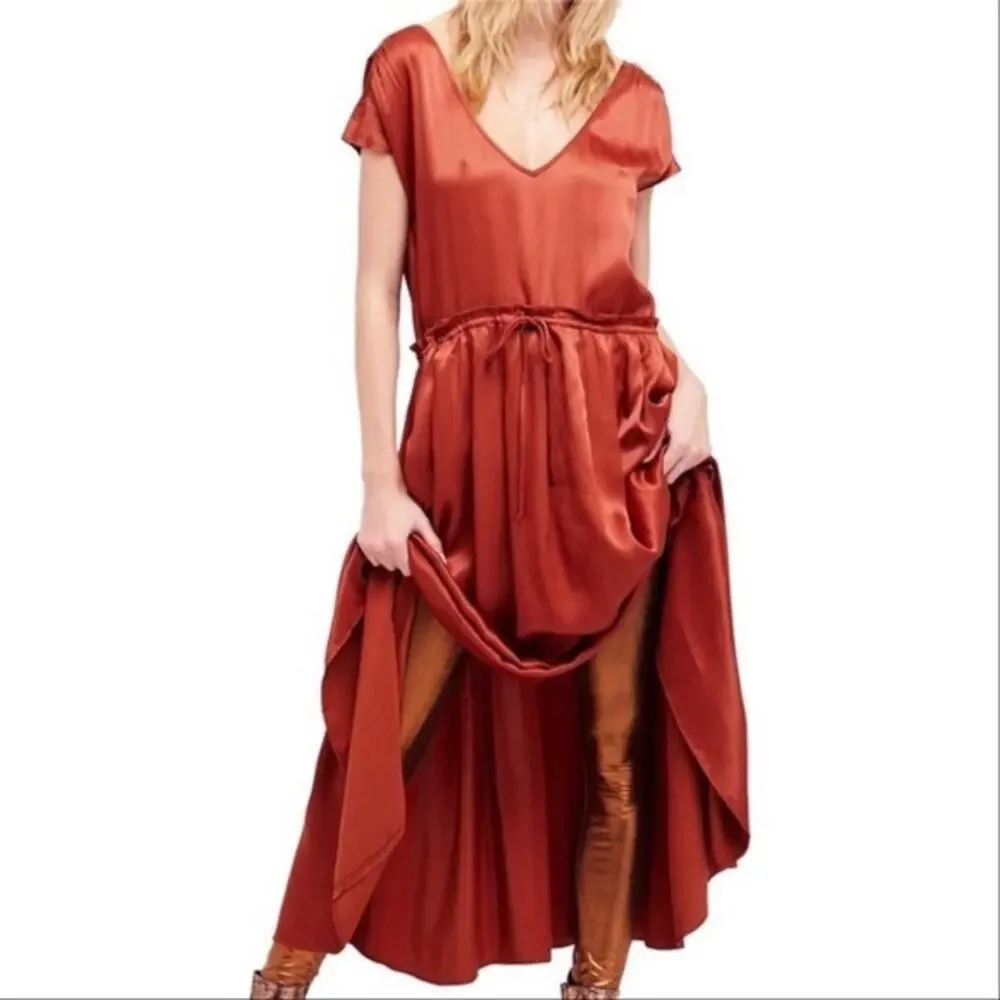 Free People Love and Feeling Midi Dress Copper Large NWT